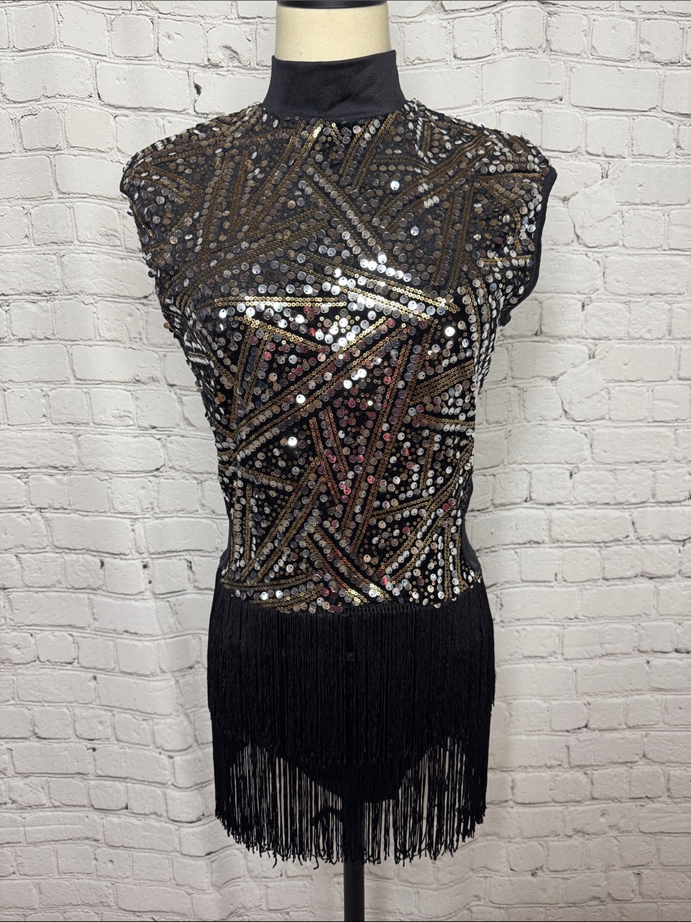 Weissman Plain and Fancy Fringed Sequin Leotard Costume Dress Adult L